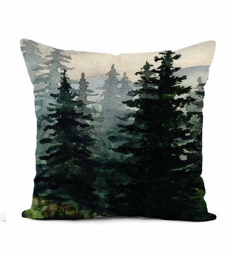 Awowee Flax Throw Pillow Cover Blue Winter Landscape 16x16 Cotton Linen