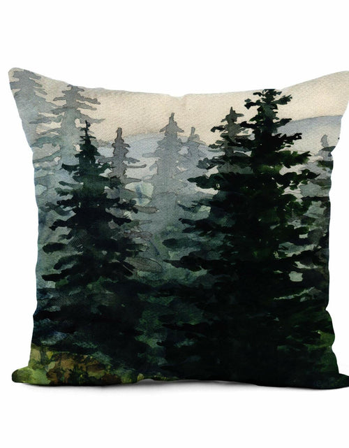 Load image into Gallery viewer, Awowee Flax Throw Pillow Cover Blue Winter Landscape 16x16 Cotton Linen
