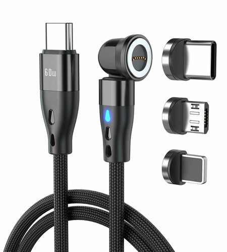 Generic Magnetic PD 60W USB C Charging Cable 3.3ft Black 1pc Aluminum