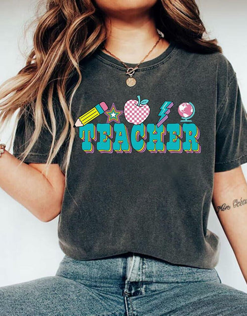 Load image into Gallery viewer, CHULIANSWEET Teacher Shirt Women Teach Kindness Graphic Tee DarkGrey2 Size XL
