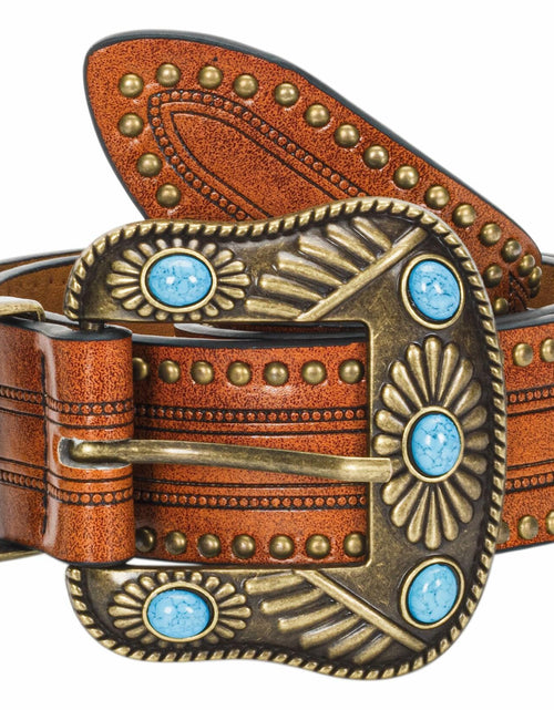 Load image into Gallery viewer, NociHah Adjustable Vintage Western Leather Belt Brown Waist 28-38
