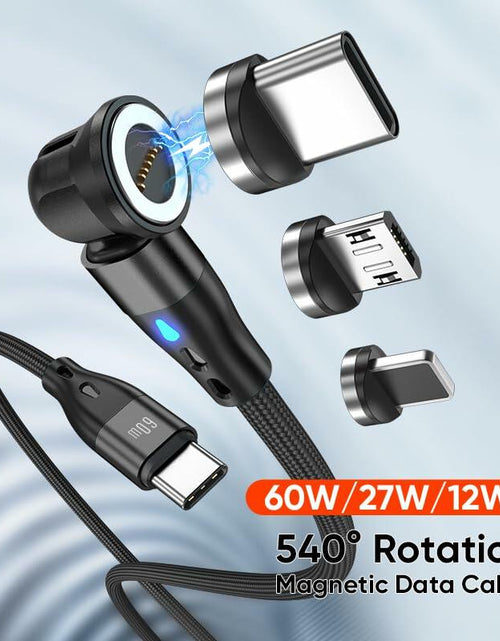 Load image into Gallery viewer, Generic Magnetic PD 60W USB C Charging Cable 3.3ft Black 1pc Aluminum
