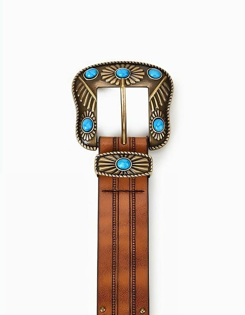 Load image into Gallery viewer, NociHah Adjustable Vintage Western Leather Belt Brown Waist 28-38

