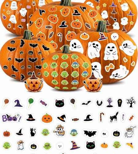 Eaasty Halloween Pumpkin Decorating Stickers 12 Sheets Multicolor Fall