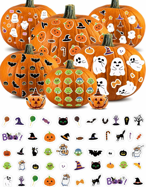 Load image into Gallery viewer, Eaasty Halloween Pumpkin Decorating Stickers 12 Sheets Multicolor Fall
