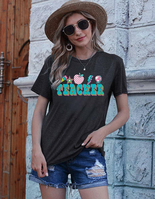 Load image into Gallery viewer, CHULIANSWEET Teacher Shirt Women Teach Kindness Graphic Tee DarkGrey2 Size XL
