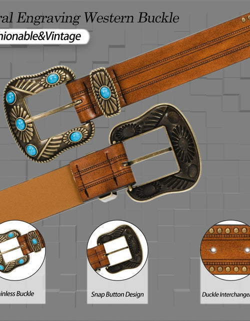 Load image into Gallery viewer, NociHah Adjustable Vintage Western Leather Belt Brown Waist 28-38
