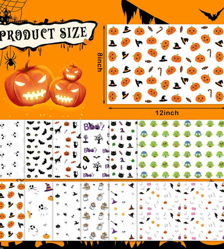 Eaasty Halloween Pumpkin Decorating Stickers 12 Sheets Multicolor Fall