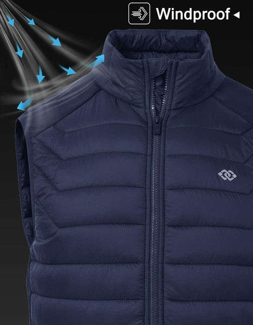 Load image into Gallery viewer, MoFiz Men's Puffer Vest Jacket Windbreak Zipper Sleeveless Navy Size 3X-Large
