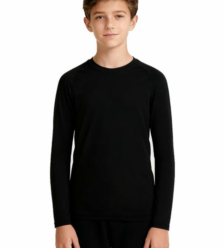 Upocool Youth Boys Compression Long Sleeve Athletic Shirt Black XS Size XS