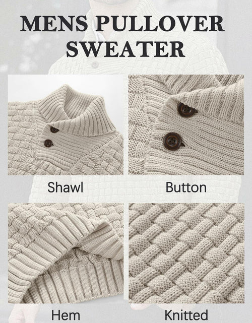 Load image into Gallery viewer, Arcciit Mens Pullover Shawl Collar Cable Knit Sweater Khaki Size 3X-Large
