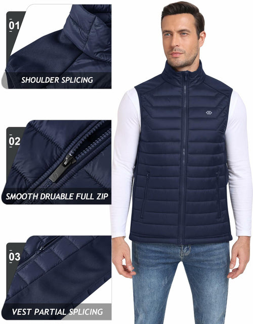 Load image into Gallery viewer, MoFiz Men's Puffer Vest Jacket Windbreak Zipper Sleeveless Navy Size 3X-Large
