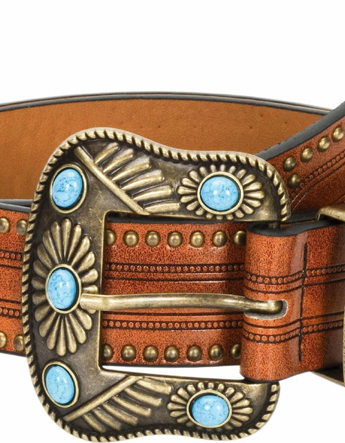 Load image into Gallery viewer, NociHah Adjustable Vintage Western Leather Belt Brown Waist 28-38

