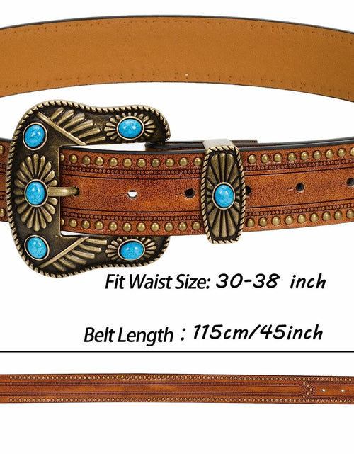 Load image into Gallery viewer, NociHah Adjustable Vintage Western Leather Belt Brown Waist 28-38
