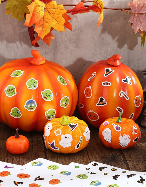 Load image into Gallery viewer, Eaasty Halloween Pumpkin Decorating Stickers 12 Sheets Multicolor Fall
