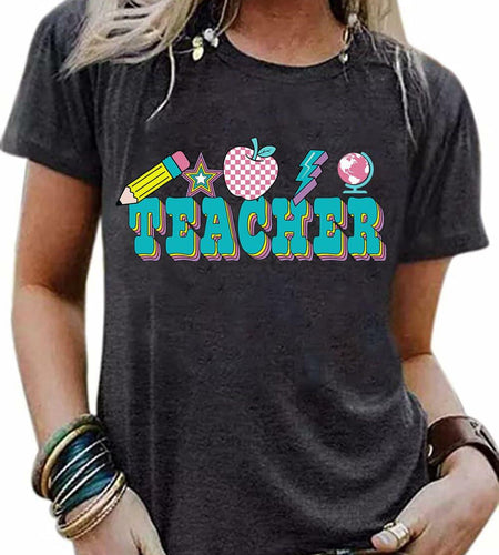 CHULIANSWEET Teacher Shirt Women Teach Kindness Graphic Tee DarkGrey2 Size XL