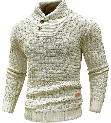 Arcciit Mens Pullover Shawl Collar Cable Knit Sweater Khaki Size 3X-Large