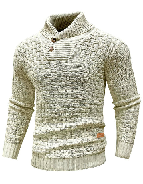 Load image into Gallery viewer, Arcciit Mens Pullover Shawl Collar Cable Knit Sweater Khaki Size 3X-Large
