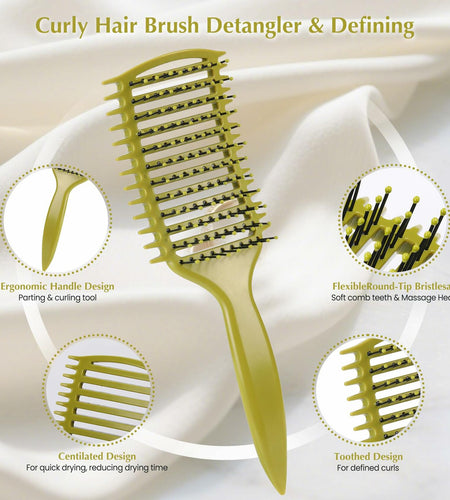 manrator Curl Defining Brush Vented Detangling Frizz Control Matcha Green