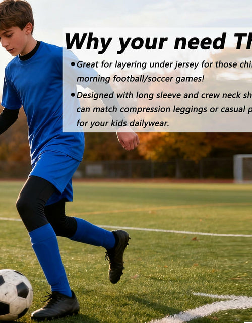 Load image into Gallery viewer, Upocool Youth Boys Compression Long Sleeve Athletic Shirt Black XS Size XS
