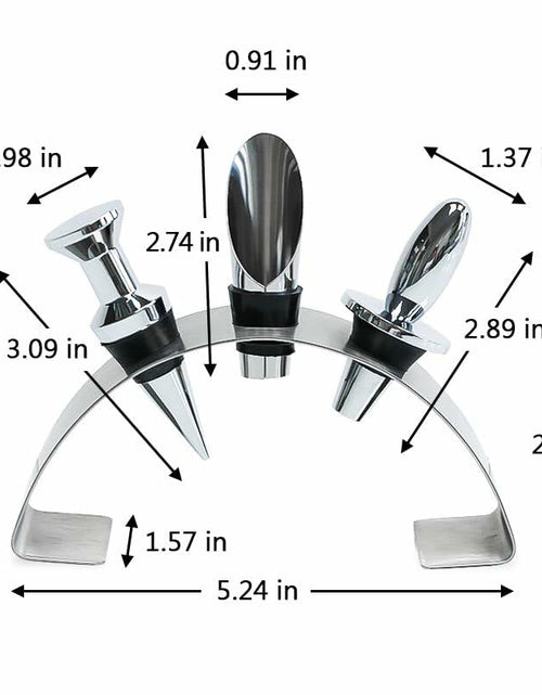 Load image into Gallery viewer, Lutong Brass Wine Bottle Stopper Set with Stainless Steel Pourer &amp; Stand 4pcs
