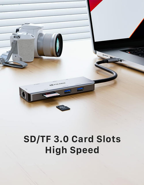 Load image into Gallery viewer, FOLODA USB C HUB 8-in-1 Docking Station HDMI 4K@60Hz Gigabit Ethernet Gray
