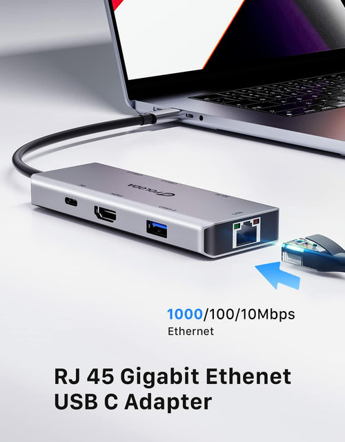 Load image into Gallery viewer, FOLODA USB C HUB 8-in-1 Docking Station HDMI 4K@60Hz Gigabit Ethernet Gray
