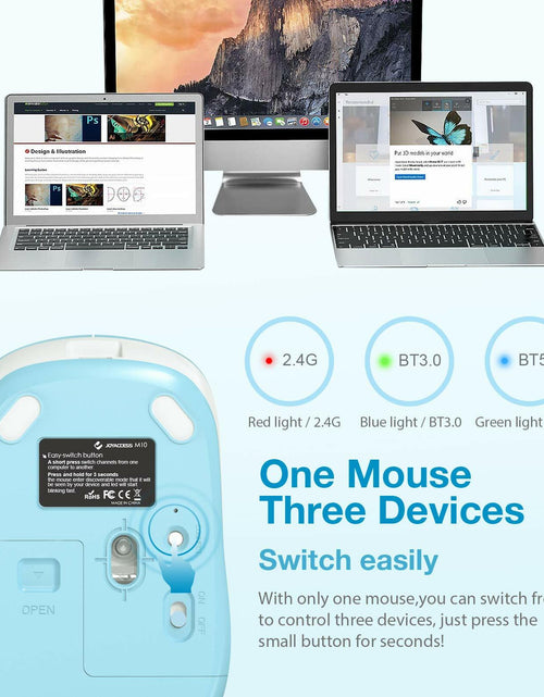 Load image into Gallery viewer, JOYACCESS Bluetooth 2.4G Wireless Mouse Dual Mode USB Blue
