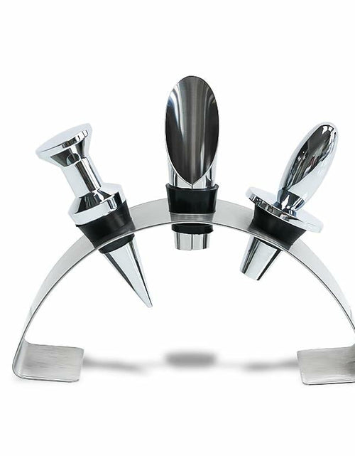 Load image into Gallery viewer, Lutong Brass Wine Bottle Stopper Set with Stainless Steel Pourer &amp; Stand 4pcs
