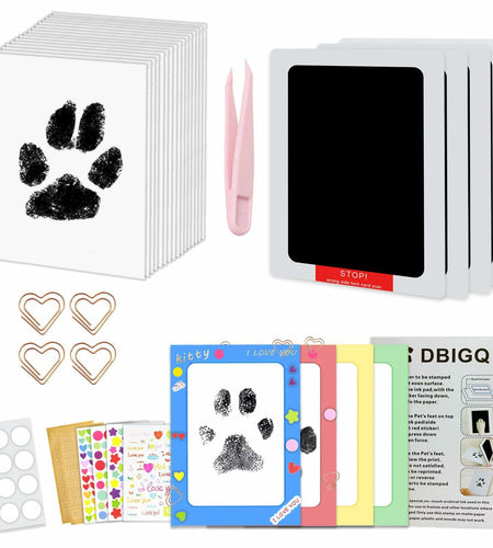 DBIGQ Dog Paw Print Kit Mess-Free Inkless Stamp Pad Medium 4Pack Black