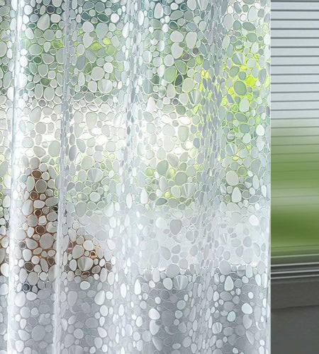 Ga-Geetopia EVA Clear Shower Curtain Liner Pebble Pattern 72x92 Inch