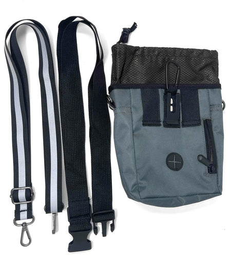Jalousie Dog Training Pouch with Clicker & Water Bowl 5 Ways to Wear Grey