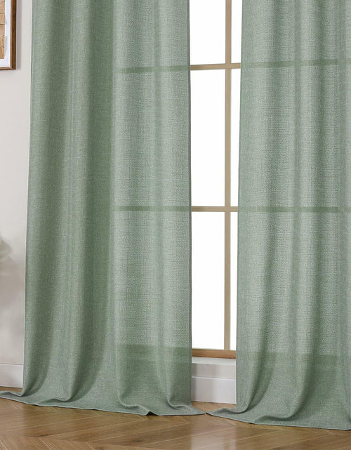 Load image into Gallery viewer, OVZME Green Curtains 40x96in 2 Panels Light Filtering Faux Linen Set
