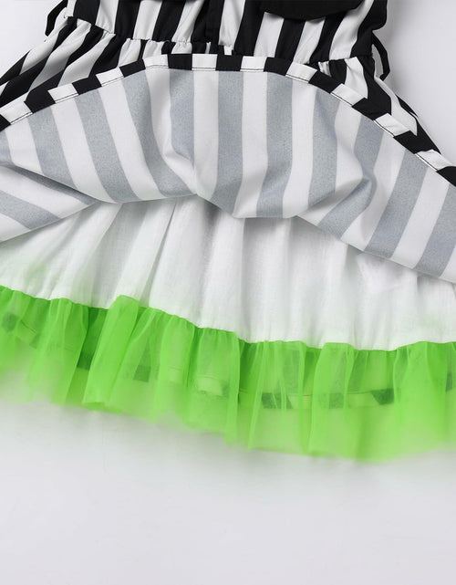 Load image into Gallery viewer, IDOPIP Toddler Girls Black White Striped Dress with Headband &amp; Belt 4-5Y
