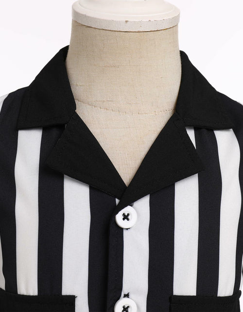Load image into Gallery viewer, IDOPIP Toddler Girls Black White Striped Dress with Headband &amp; Belt 4-5Y
