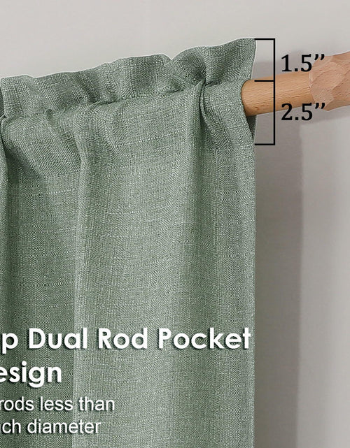 Load image into Gallery viewer, OVZME Green Curtains 40x96in 2 Panels Light Filtering Faux Linen Set
