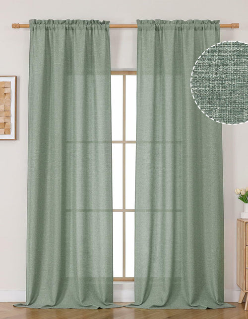 Load image into Gallery viewer, OVZME Green Curtains 40x96in 2 Panels Light Filtering Faux Linen Set
