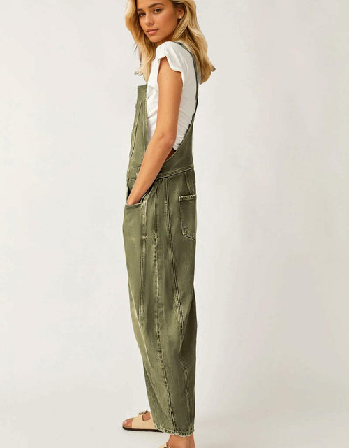 Load image into Gallery viewer, Kedera Wide Leg Casual Loose Fit Adjustable Jumpsuit Green Size XL
