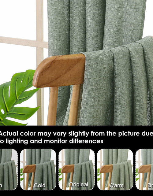 Load image into Gallery viewer, OVZME Green Curtains 40x96in 2 Panels Light Filtering Faux Linen Set
