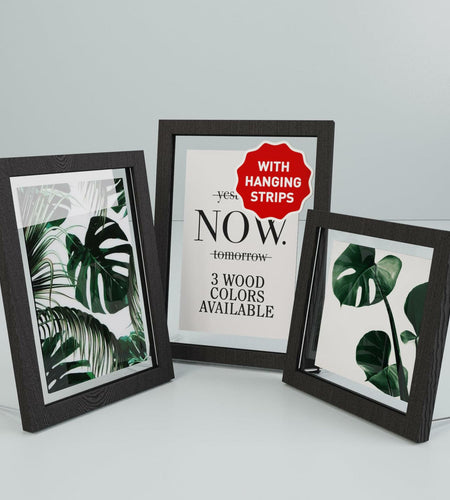 Latile Floating Picture Frames 3 Pc Glass Large Square Black UV Protection