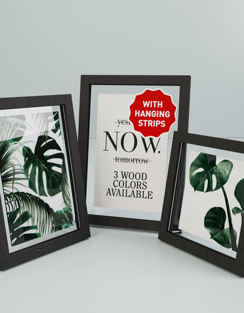 Load image into Gallery viewer, Latile Floating Picture Frames 3 Pc Glass Large Square Black UV Protection
