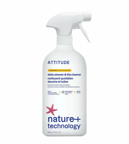 ATTITUDE Shower & Tile Cleaner Citrus Zest, EWG Verified, 27.1 Fl Oz