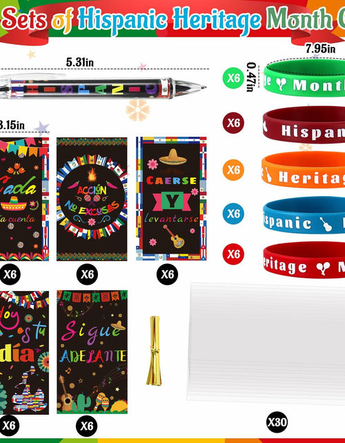 Load image into Gallery viewer, MUOUAKATE 90 Pcs Hispanic Month Party Favors Silicone Bracelets Pens
