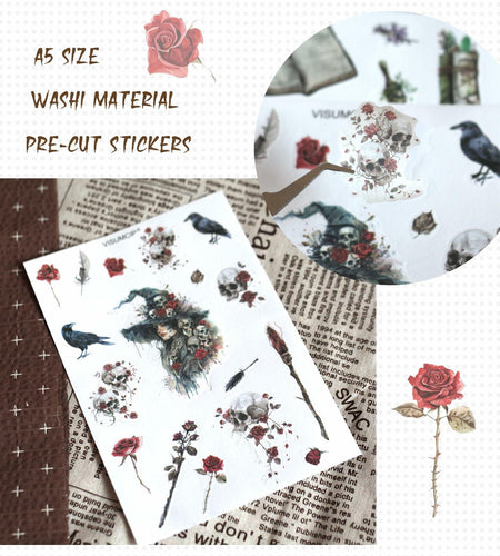 VISUMCIP Witch Stickers 10 Sheets Pre-Cut Journaling Washi Scrapbooking Magic