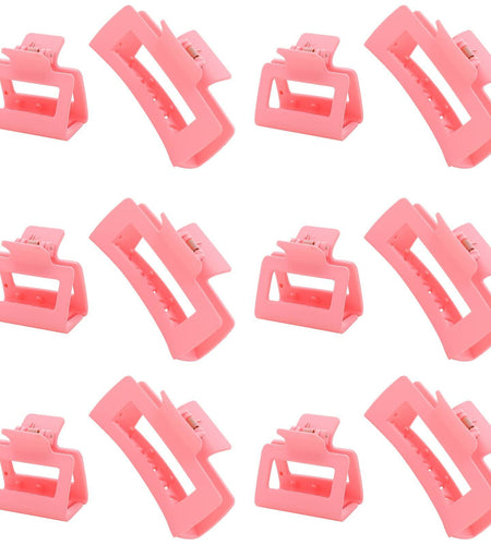 Alemaky 12 Pack Pink Square Rectangle Hair Claw Clips Non-slip Matte OPEN BOX