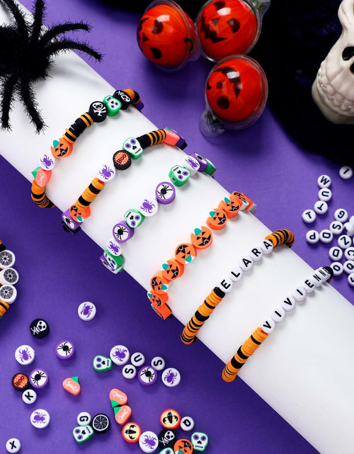Load image into Gallery viewer, Suncalla 7108 Pcs Halloween Polymer Clay Beads Kit 6mm Orange Black 20 Strings

