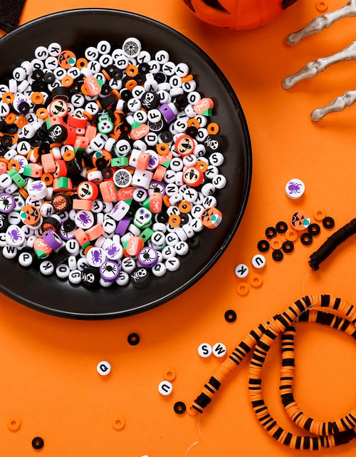 Load image into Gallery viewer, Suncalla 7108 Pcs Halloween Polymer Clay Beads Kit 6mm Orange Black 20 Strings
