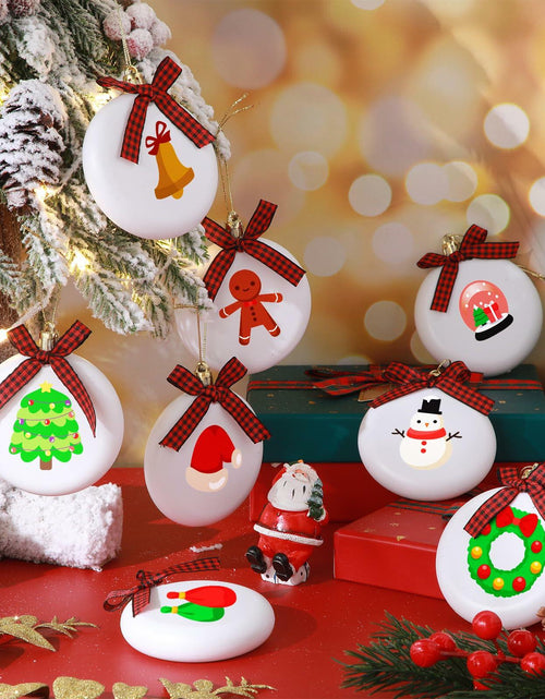 Load image into Gallery viewer, PullCrease 30pcs Blank Matte White Buffalo Plaid Christmas Ornaments Gold Rope
