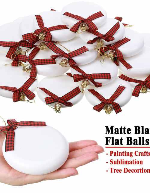 Load image into Gallery viewer, PullCrease 30pcs Blank Matte White Buffalo Plaid Christmas Ornaments Gold Rope
