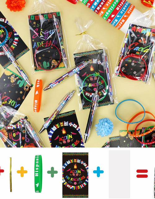 Load image into Gallery viewer, MUOUAKATE 90 Pcs Hispanic Month Party Favors Silicone Bracelets Pens
